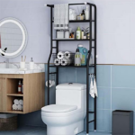 Over The Toilet Storage Rack, 3 Tier Freestanding Bathroom Organizer Shelf, Anti-Rust Metal Space Saving Laundry & Toilet Storage Rack, Black - Image 4