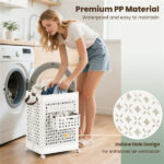 20 Gallon Foldable Laundry Hamper with Mini Hanging Basket, PP Hollow Design with Wheels - Image 10