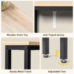 Same Code 71691605 39.4" Narrow Console Sofa Table with Power Outlets and USB Ports, Skinny Couch Table with Metal Frame and Charge Station with 4.9ft Extension Cord, Oak - Image 5