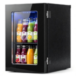 0.6 Cu.Ft Mini Beverage Refrigerator with Digital Touch Control 40°F-61°F Adjustable Thermostat, 360° Air Circulation Silent Compressor Cooler Blue LED Light Tempered Glass Door Holds 24 Cans Black - Image 3