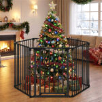 6-Panel Expandable Safety Gate (34.5"-154"), 270° Rotatable Baby/Pet Barrier for Fireplace Stairway Doorway-Black - Image 10
