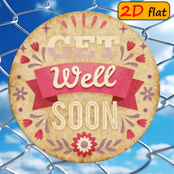 cf8ab194-125c-4637-9c4a-d04451be7856.png CIFbuy 1pc Get Well Soon Gift, " Round Aluminum" Aluminum Wall Plaque, Plaque, Pink & Beige Floral & Hearts Design TikTok, Temu Self-pickup Logisiics - Image 1