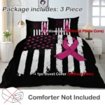 American Flag Red Ribbon King Duvet Cover Set Microfiber 3pcs with 2 Pillowcases - Image 3