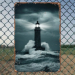 CIFbuy 1pc Vintage Nautical Lighthouse Metal Sign, Foil Carved Wall Art, Decor For Home Kitchen Cafe Bar ikTok, ikTok, Self- Ackup LogiopBarl Art