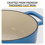 Cast iron 6QT cooking pot - Gradient blue - Includes two silicone gloves - Enamel pot - Image 8