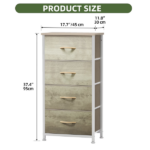 4 Drawer Dresser Fabric Chest of Drawers Furniture Storage Organizer for Living Room,,Hallway,Oak Greige - Image 2