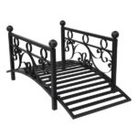 102*51*43cm Garden With Round Iron Ball Flat Top Handrail Garden Iron Bridge Black - Image 4