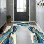 Three-piece kitchen rug set, non-slip and washable, abstract pattern kitchen hallway rug, soft and comfortable, suitable for sinks, floors, entrances, hallways and bathrooms. - Image 11