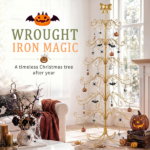 6ft Gold Iron Christmas Tree with Bow on Top, PVC Christmas Tree (No Accessories Included) - Image 8