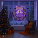 36in Pre-lit Outdoor Christmas Wreath Decoration, Lighted Metal Wreath with Purple Bow, Remote Control LED Lights with Timer, for Front Door Gate Wall Indoor Outdoor Holiday Party - Image 11