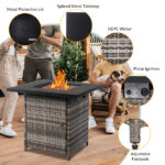 28-Inch Fire Table 50000 BTU Gas Firepit with Volcanic Stone Black - Image 5