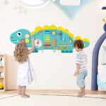 11-in-1 Dinosaur Activity Wall Busy Board Panels-- Wooden Sensory Toy-Green - Image 5