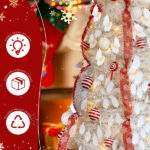 7 FT Fully Decorated Pre-lit Christmas Tree, Pop Up Artificial Xmas Tree with 170 Warm Lights and Red Ornaments for Home Office Store Holiday Deco, White - Image 10