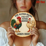 CIFbuy 1pc 8x8 Inch Round French Aluminum Sign, Vintage Rooster & Cute Hen Farm Animal Decorative Plaque, 2D Flat Metal Wall Art For Ki TikTok, TikTok, Farm Self-pickup Logiopics - Image 8