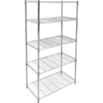 5-Shelf Shelving Shelves Unit with Wheels Steel Organizer,36"Wx14"Dx60"H,Silver