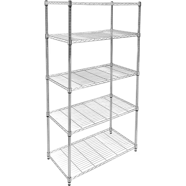 5-Shelf Shelving Shelves Unit with Wheels Steel Organizer,36"Wx14"Dx60"H,Silver