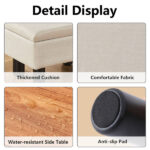 ( SKU:21452067) Foot Stool Ottomans Linen Footrest Storage Ottoman Step Stool Seat with Solid Wood Legs Modern Accent Stools for Couch Living Room Beige (TEMU - Image 5