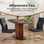 Dining chair set (2 pieces) modern leather imitation soft cushion dining chair, with soft cushion backrest and electroplated legs, suitable for kitchen/living room/dining room,Black - Image 6