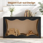 63" Narrow Console Table with Wavy Hollow Design, 2-Tier Extra Long Entryway Table with Storage Shelf - Black - Image 7