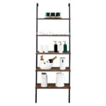 Industrial Wall Mounted Bookcase 5-Tier Open Ladder Shelf Bookshelf with Metal Frame, 23.6" L x 11.8" W x 70.9" H - Image 13