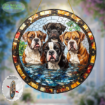 CIFbuy Acrylic Suncatcher Dog Wall Art Home Decor Vibrant Stained Glass Style Boxer Dog Gift Hanging Pendant Colorful Window Decor(TikTok, temu pick-up service) - Image 3
