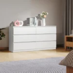 6 Drawer Double Dresser for Bedroom, Wide Storage Cabinet for Living Room Home Entryway, White - Image 2
