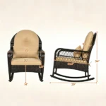 Heavy Duty PE Wicker Patio Rocking Chair 400LBS, Outdoor Rocker with Removable Washable Sponge Cushions Anti-Tip Stoppers for Porch Balcony -Brown - Image 8