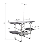 Foldable Aluminum Camping Kitchen Table Heat Resistant Tabletop Detachable Lamper , 4 Foldable Side Trays Mesh Storage Rack Hanging Hooks 154lbs Load Capacity with Carry Handle for Camp Tailgate RV Picnic--Silver - Image 10