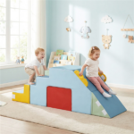 3 in 1 Toddler Soft Foam Climber with Slide, Convertible Velvet Play Set with Table & Chair, Washable Climbing Blocks - Image 5