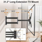 TV wall mount with 16.5-inch long arm, suitable for most 14-55 inch TVs. Features rotation, tilt, and long extension capabilities, providing full-motion flexibility. Supports a maximum VESA pattern of 400x400 mm - Image 4