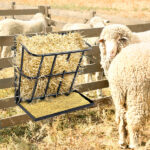 Large Capacity Hay Feeder with Detachable Grain Tray, Heavy Duty Steel 2 in 1 Hay Rack, Multiple Sided Goat Feeding Rack for Sheep Farm Livestock Indoor Outdoor, Black - Image 4