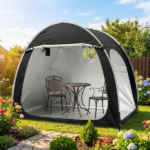 6.8x4.9FT Black Arc Bicycle Storage Shed, 210D PU Silver Coated Oxford, Black Fiberglass Frame, Front&Side Double Doors, Inner Storage Bag & Carry Bag - Image 16