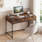 43.5" Home Office Desk with Built-in Charging Station & 3 Drawers Hidden Compartment - Image 2