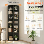 7-tier, 360° rotating wood-plastic composite shoe rack, 60*60*184cm, black - Image 8
