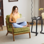 Low Arm Accent Chair - Olive Green Corduroy Upholstered Indoor Lounge Chair, Compact Single Seater with Sturdy Frame (330LBS Weight Capacity) - Image 26