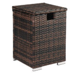 Replace 95812680 40*40*57cm Iron Frame Gas Bottle Storage Rattan Side Table Brown Gradient - Image 23