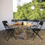 Replace 8542051 4pcs Injection Molding Classic Garden Plastic Folding Chair Black - Image 4