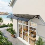 Awning for Door Entrance Window, 38x120 Inch Window Canopy Exterior, UV Rain Snow Protection for House Porch Patio Deck, Gray Bracket & Gray Blue Board - Image 12