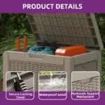 31 Gallon Resin Outdoor Deck Box, Lockable Waterproof UV Resistant Storage Container for Patio Cushions Garden Tools, Light Brown (Shipment from Walmart) - Image 5