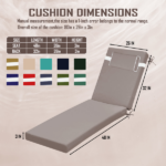 Outdoor Chaise Lounge Cushion, 80 in. x 26 in. x 3 in. Waterproof Fade-Resistant Patio Chair Pad for Pool Beach - Image 2