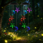 2PCS-Outdoor Solar Wind Chimes, Moon and Star Color Changing LED Light, Waterproof Hanging Decor for Patio Garden Yard, Perfect Gift - Image 2