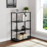 No Tools 4-Shelf Bookcase, True Black Oak