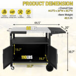 Outdoor Grill Cart with Storage, Rolling Bar Cart Movable Kitchen Island for BBQ, Patio Dining Cart Table for Food Prep with Wheels Hooks Foldable Top - Image 11
