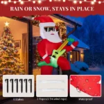7.5FT Lighted Christmas Inflatable Decoration, Inflatable Black Santa Playing Electric Guitar, Funny Blow Up Yard Decorations with Built-in LED Lights for Holiday Party Front Yard Lawn Garden Decor - Image 6