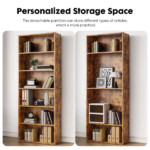 6-Shelf Bookcase, Floor Standing Storage Shelves, Rustic Brown(Shipment from Walmart) - Image 4