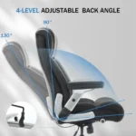 500lbs Big and Tall Office Chair with Adjustable Lumbar Support, Executive Office Chair Heavy Duty with Flip-up Armrest and Wider Seat, Ergonomic Leather Chair Breathable with Quiet Rubber Wheels.Black. - Image 4