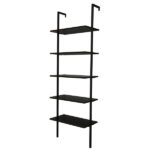 5-layer wall-mounted household steel-wood shelf, density board, iron frame, 61*30.5*182.88cm, black walnut color board, black frame - Image 8