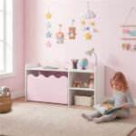 Kids Toy Storage Organizer with Movable Drawer & Anti-Tipping Kit for Playroom Nursery - Pink - Image 6