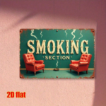 CIFbuy 1pc Vintage Teal & White Metal Smoking Area Sign" Sign, Nostalgic Distressed 2D Flat Wall Art, Wall Art, Waterproof Decorative Signage For Home Smoking Area SikTok, Smoking Area SikTok, t Self-pickup Logiopics