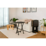 4-Piece Black Rubberwood Indoor Folding TV Tray Table Set with Storage Rack(Shipment from Walmart) - Image 2